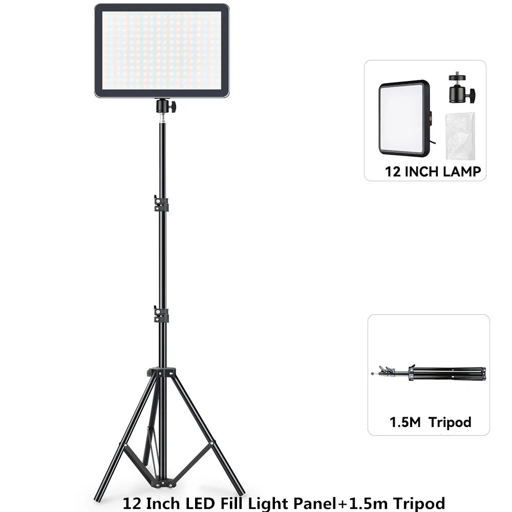 8/12 Inch LED Video Light Kit for YouTube Live Streaming and Photography with Tripod Stand
