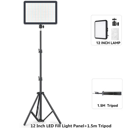 8/12 Inch LED Video Light Kit for YouTube Live Streaming and Photography with Tripod Stand