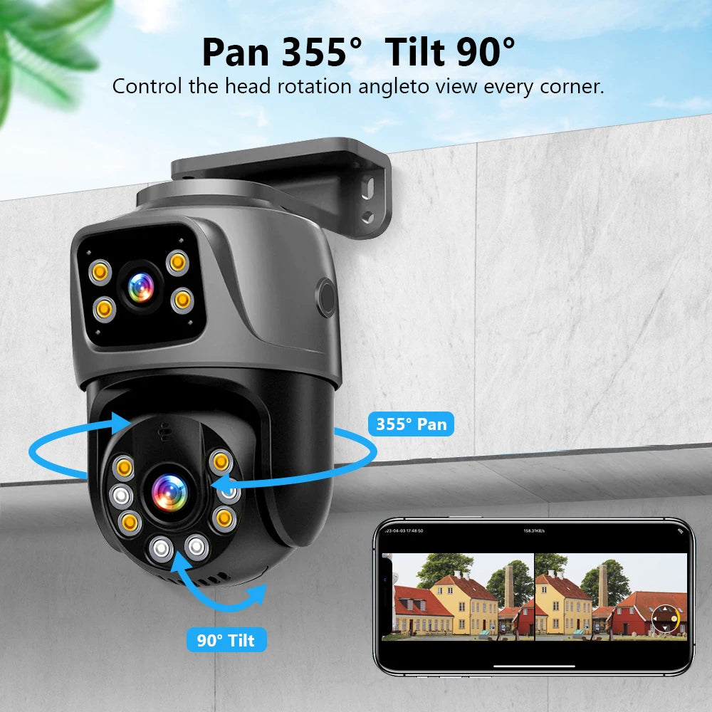 Movols 6MP POE Dual Lens PTZ Surveillance System with Two-Way Audio - 16CH NVR Security Camera Kit for Home & Business