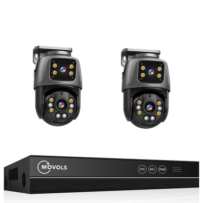 Movols 6MP POE Dual Lens PTZ Surveillance System with Two-Way Audio - 16CH NVR Security Camera Kit for Home & Business