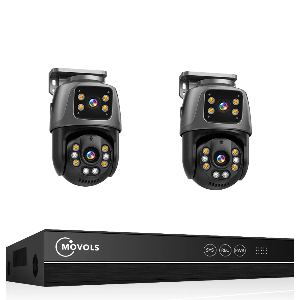 Movols 6MP POE Dual Lens PTZ Surveillance System with Two-Way Audio - 16CH NVR Security Camera Kit for Home & Business