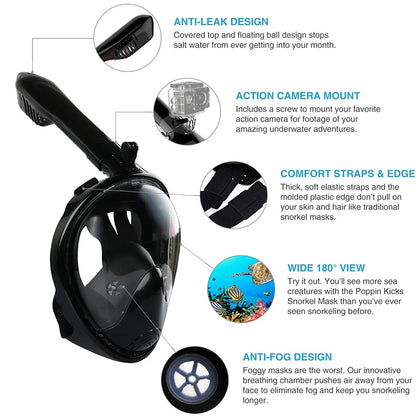 Full Face Anti-Fog Scuba Diving Mask for Adults & Kids - Safe, Waterproof Snorkeling Equipment