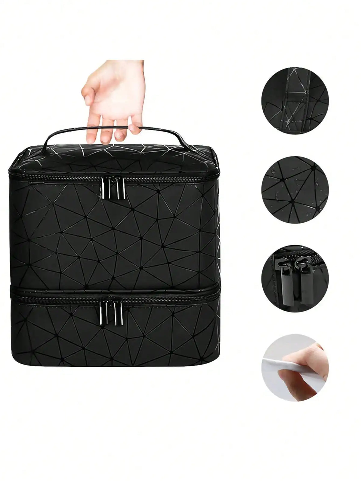 Women's Double-Layer Nail Polish Organizer Bag - Portable Travel Essential for Makeup & Essential Oils