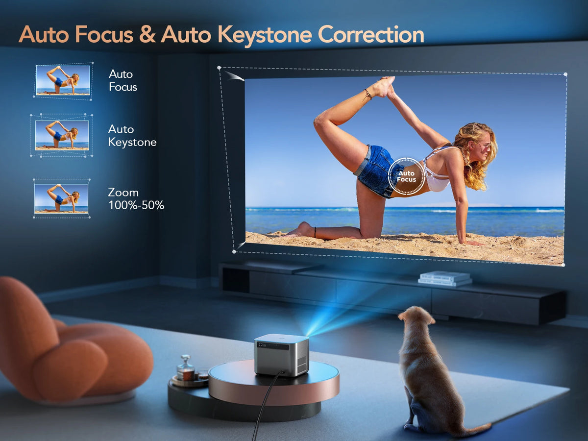 TOPTRO 4K Projector - Native 1080P WiFi6 Bluetooth for Outdoor Home Theater & Movie Nights