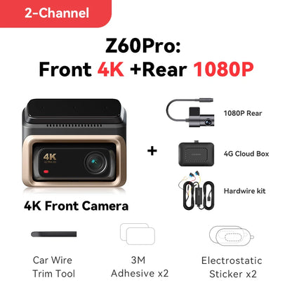 DDPAI Z60 Pro 4K Dash Cam - Front Camera for Cars with Dual SONY Sensors, GPS, WiFi, ADAS & Night Vision