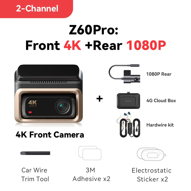DDPAI Z60 Pro 4K Dash Cam - Front Camera for Cars with Dual SONY Sensors, GPS, WiFi, ADAS & Night Vision