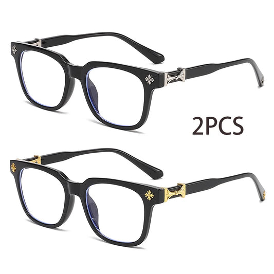 Classic Square Anti-Blue Light Glasses for Men and Women - Unisex Black & Transparent Frames for Computer Use