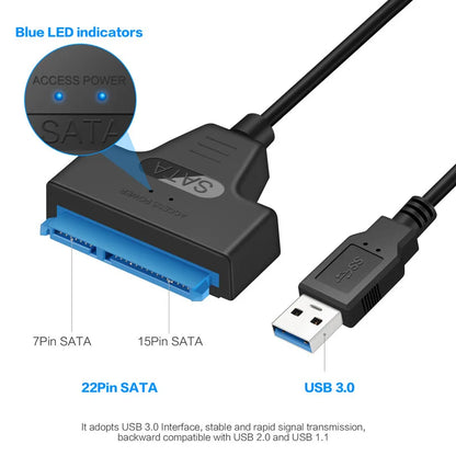 SATA to USB 3.0 Cable for 2.5" External HDD/SSD - 6 Gbps Transfer Speed, 22 Pin Adapter