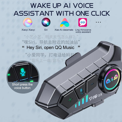 KEBIDUMEI 1/2x Motorcycle Intercom Headset for 2 Riders - BT 5.3, 300M Waterproof, Music Sharing, Helmet Communication
