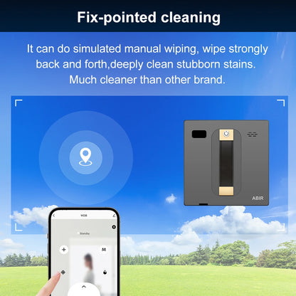 ABIR WD8 Smart Robot Window Vacuum Cleaner for Effortless Glass Cleaning with Dual Water Spray and Laser Sensor