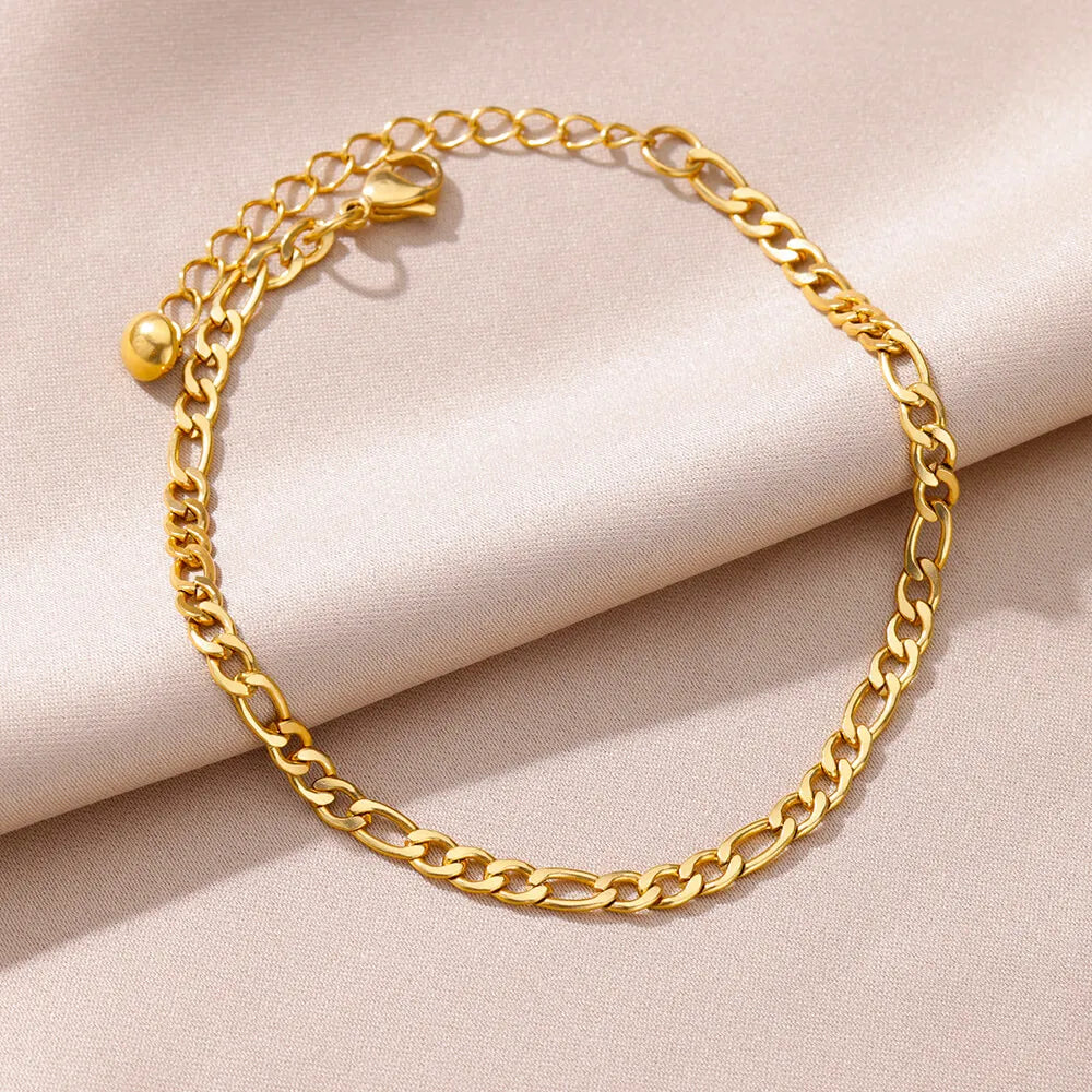 Gold Imitation Pearl Chain Anklet for Women - Summer Beach Leg Bracelet Accessory