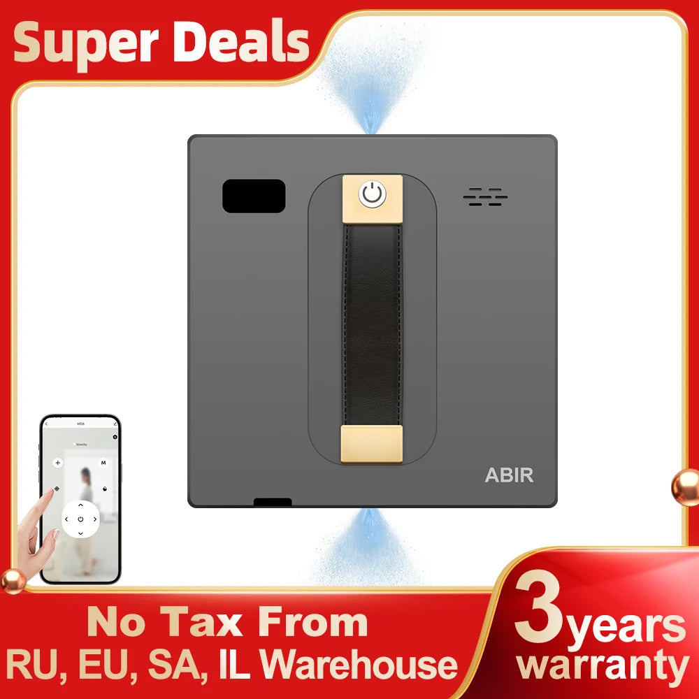 Robot Window Vacuum Cleaner for Smart Homes - ABIR WD8, Dual Ultrasonic Spray, APP & Remote Control, Auto Glass Mop