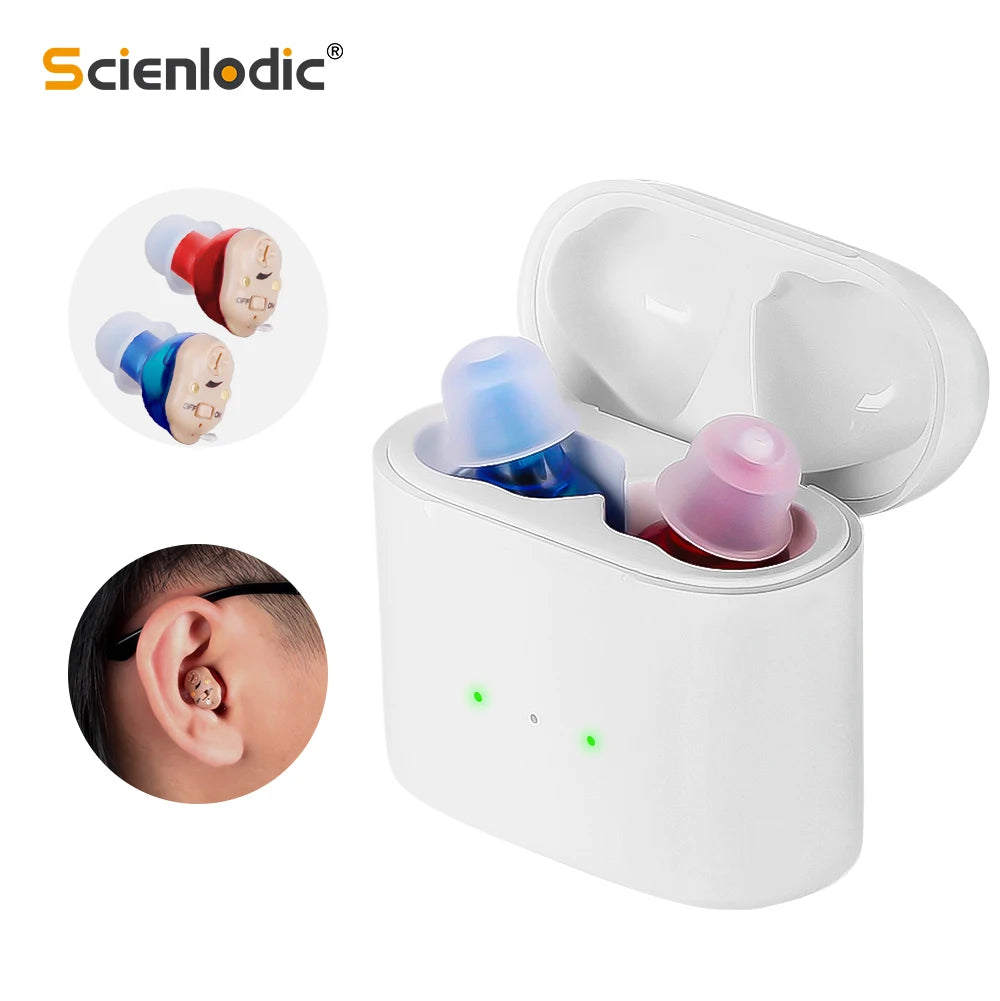 Rechargeable ITE Hearing Aids for Seniors - Invisible Mini Sound Amplifier for Enhanced Listening Experience