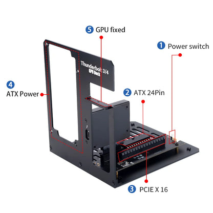 External PCIe Graphics Card Bracket for Thunderbolt 3/4 - Compatible with 7900XT & RTX 4090, Supports ATX Power Supply