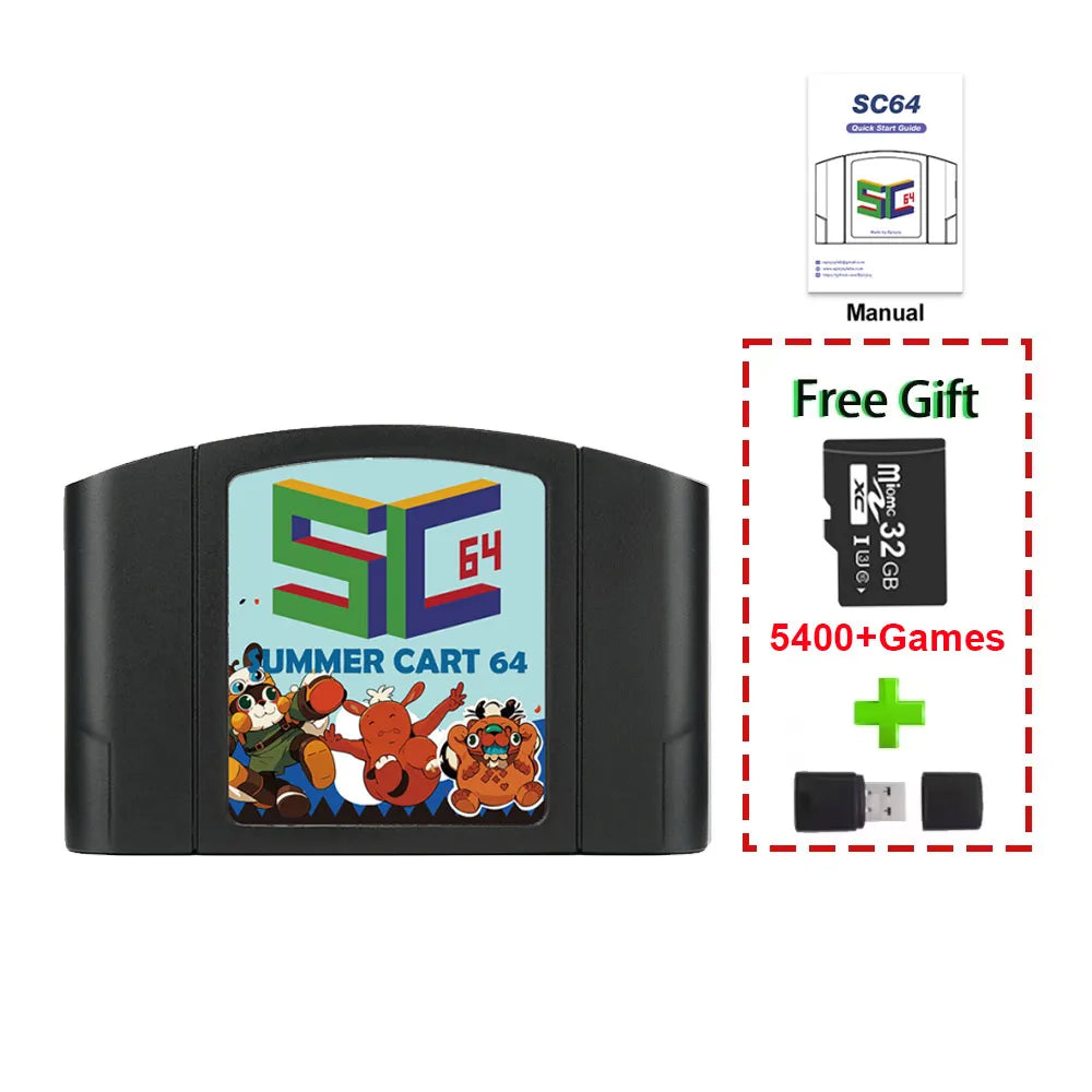 5400-in-1 N64 Game Cartridge with 32GB TF Card - No Region Restrictions for Nintendo 64 Retro Gaming