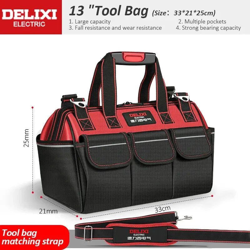 DELIXI Electric Tool Bag - Waterproof Storage for Electricians, Carpenters, Mechanics & Homeowners