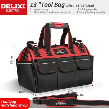 DELIXI Electric Tool Bag - Waterproof Storage for Electricians, Carpenters, Mechanics & Homeowners