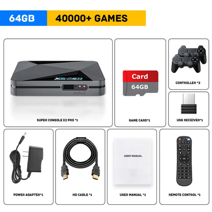 KINHANK Super Console X2 Pro Retro Game Box for Kids - 60000 Games for ARCADE/MAME/DC/SS with Gamepad Gift