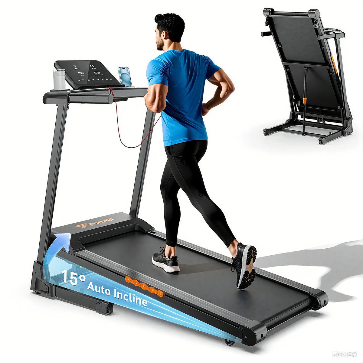Formill Foldable Treadmill for Home Fitness – Low Noise, Incline & Handrail Options | EU Warehouse