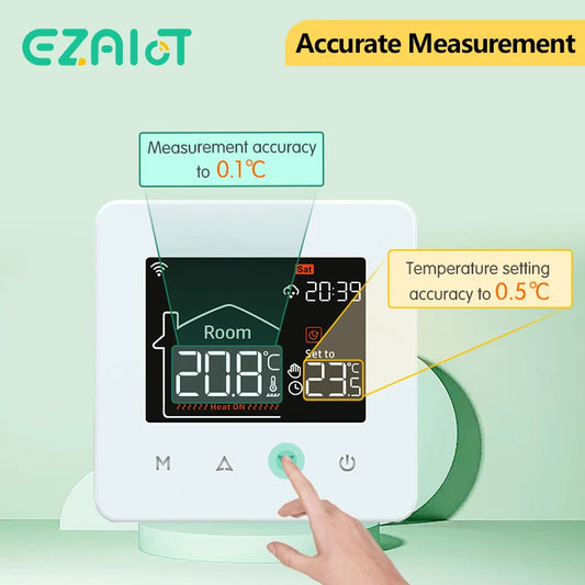 Tuya Smart Home WiFi Thermostat for Electric & Water Floor Heating Systems - Compatible with Google Home & Alexa