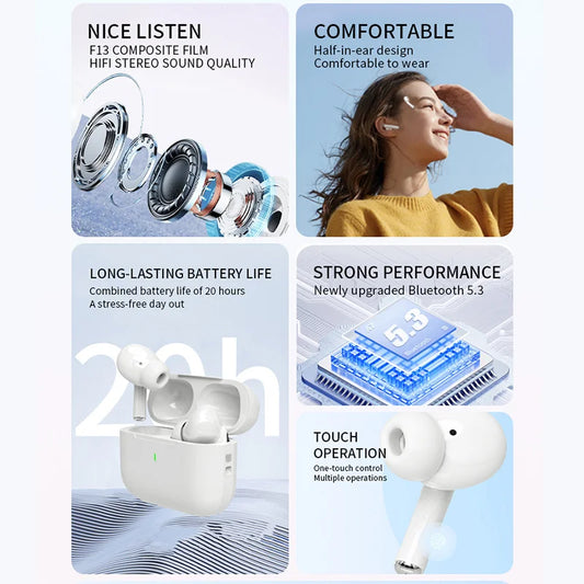 2025 Air Pro Wireless Bluetooth Earbuds for iPhone & Android - HiFi TWS Noise-Cancelling Waterproof Headphones
