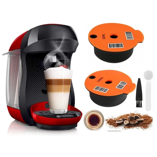 Reusable Tassimo Coffee Capsule Pods - Compatible with 60ML & 180ML Refillable Filter Pods for Eco-Friendly Brewing