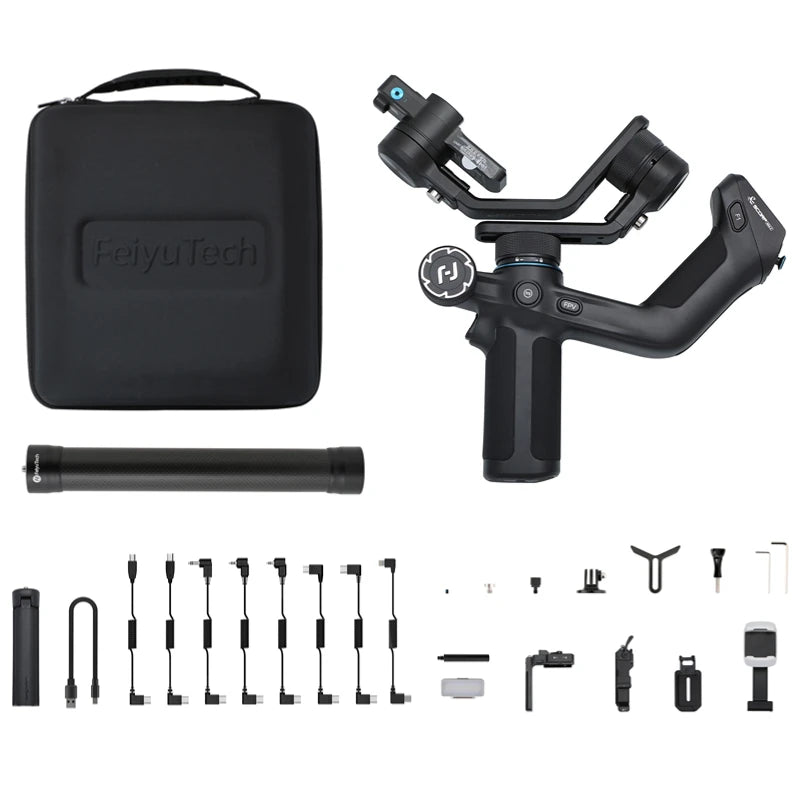 FeiyuTech SCORP Mini 2 Handheld Gimbal for Mirrorless, Action Cameras & Smartphones - 3-Axis Stabilization, AI Tracker, 1.2kg Payload