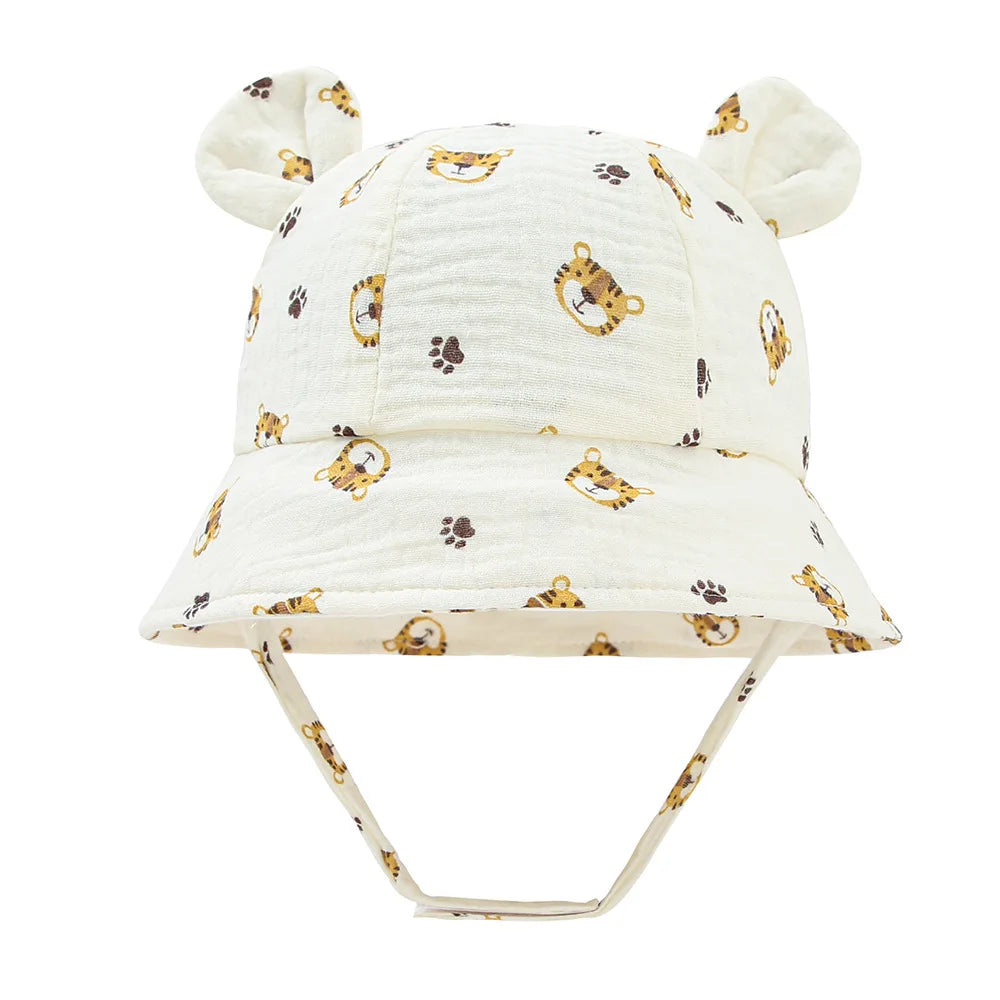 Muslin Cotton Baby Bucket Hat - Sun Protection for Kids 3-12M Boys & Girls Panama Cap
