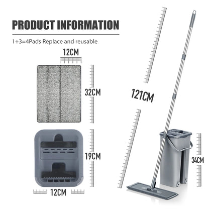 Hands-Free Microfiber Flat Floor Mop and Bucket Set for Efficient Hardwood Cleaning at Home