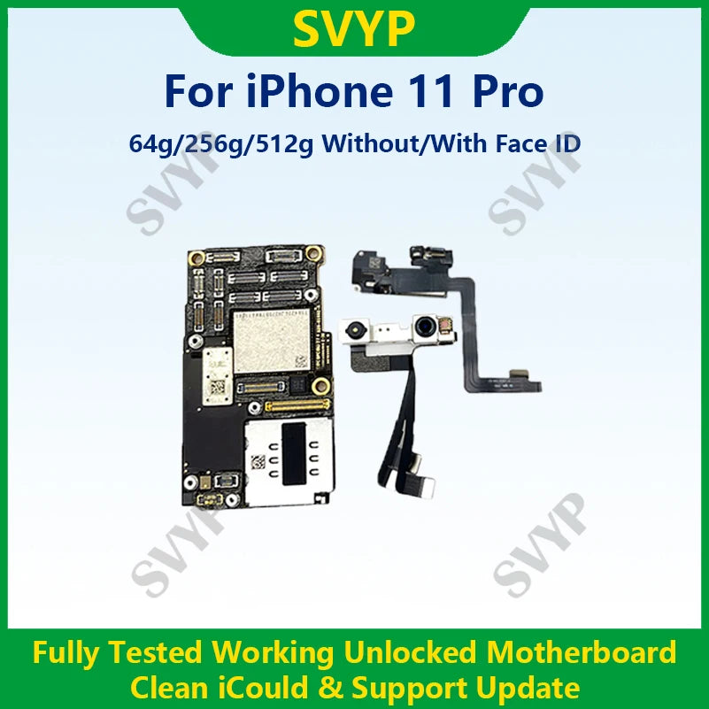iPhone 11 Pro Motherboard - Cleaned, Face ID Unlocked, iCloud Tested, Compatible with iPhone 11 Pro - Fast Shipping