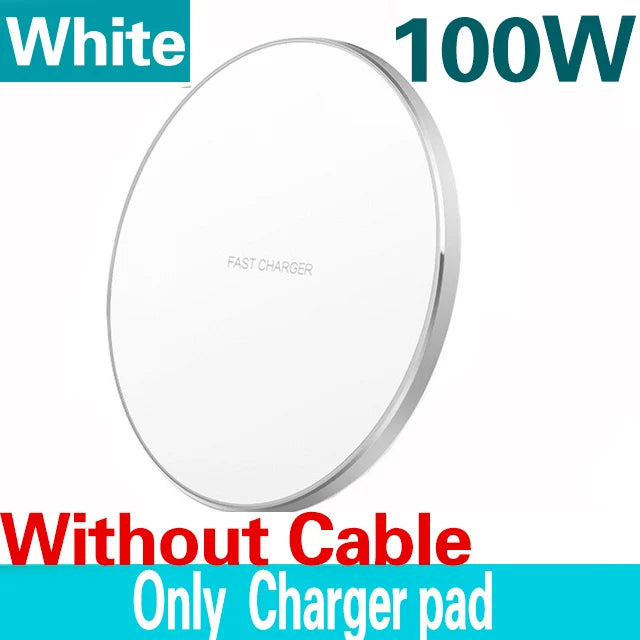 100W Fast Wireless Charger Pad for iPhone 15/14/13/12/11 Pro Max & Samsung Galaxy S24/S23/S22/S20 - Xiaomi Compatible Charging Station