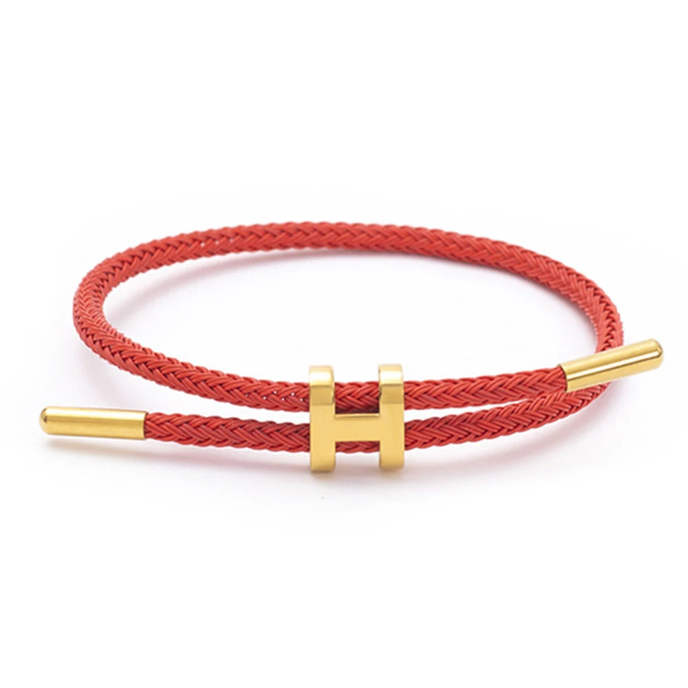 Luxury Waterproof Adjustable Wire Rope Bracelet for Couples - Stainless Steel Bangle Jewelry for Men & Women