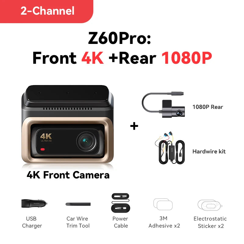 DDPAI Z60 Pro 4K Dash Cam - Front Camera for Cars with Dual SONY Sensors, GPS, WiFi, ADAS & Night Vision