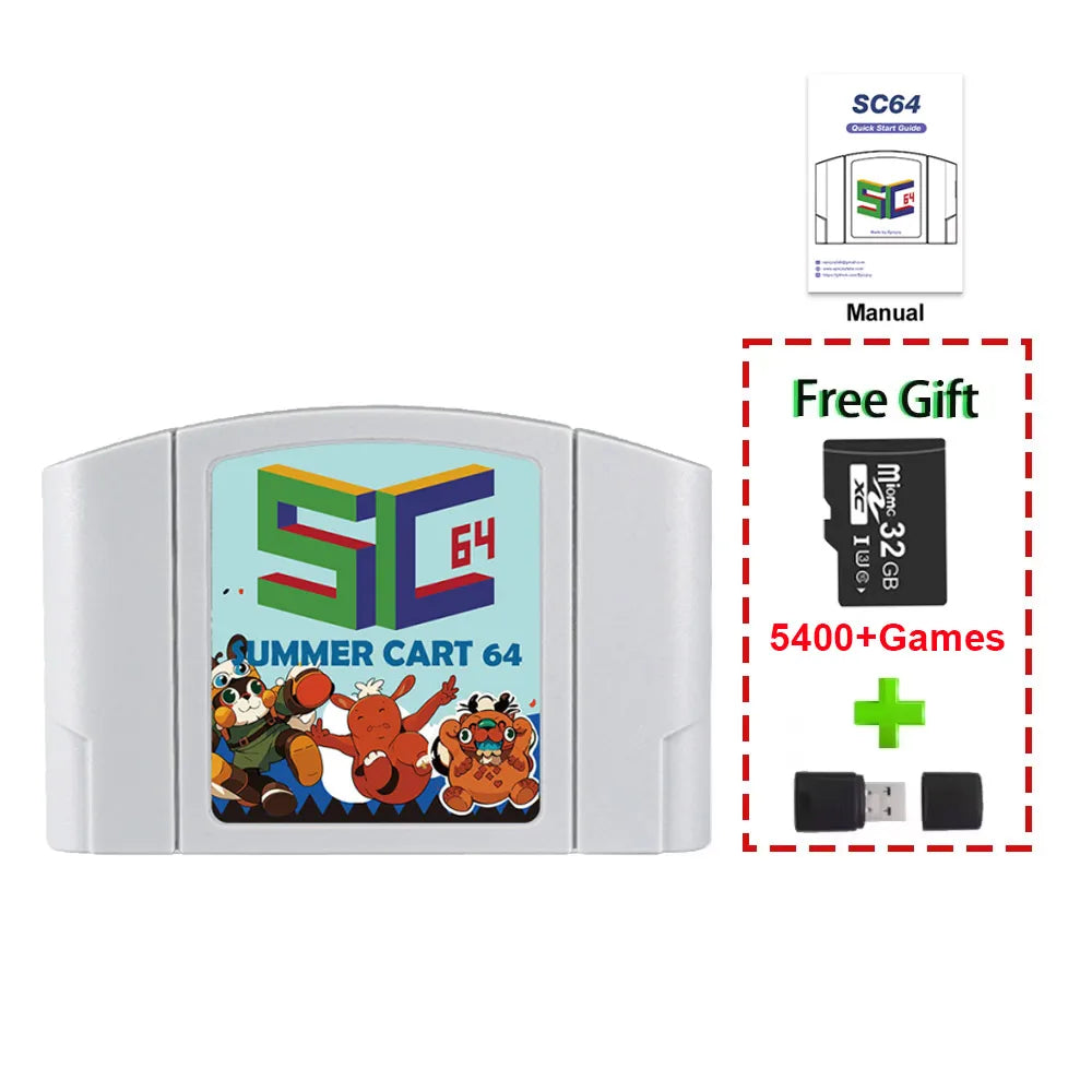 5400-in-1 N64 Game Cartridge with 32GB TF Card - No Region Restrictions for Nintendo 64 Retro Gaming
