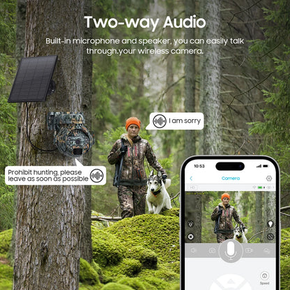 SHIWOJIA 5MP 4G Solar Wildlife Camera - Wireless 360° Outdoor Monitoring with Camouflage & Solar Battery