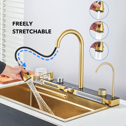Golden Smart Digital Kitchen Sink Set with Water Purifier, Temperature Control, Soap Dispenser, and Cup Washer