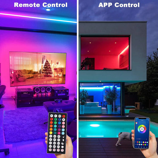 RGB LED Strip Lights with Music Sync - USB 5V Remote Control Flexible Lamp for Bedroom, Party, TV, and Desk Decoration