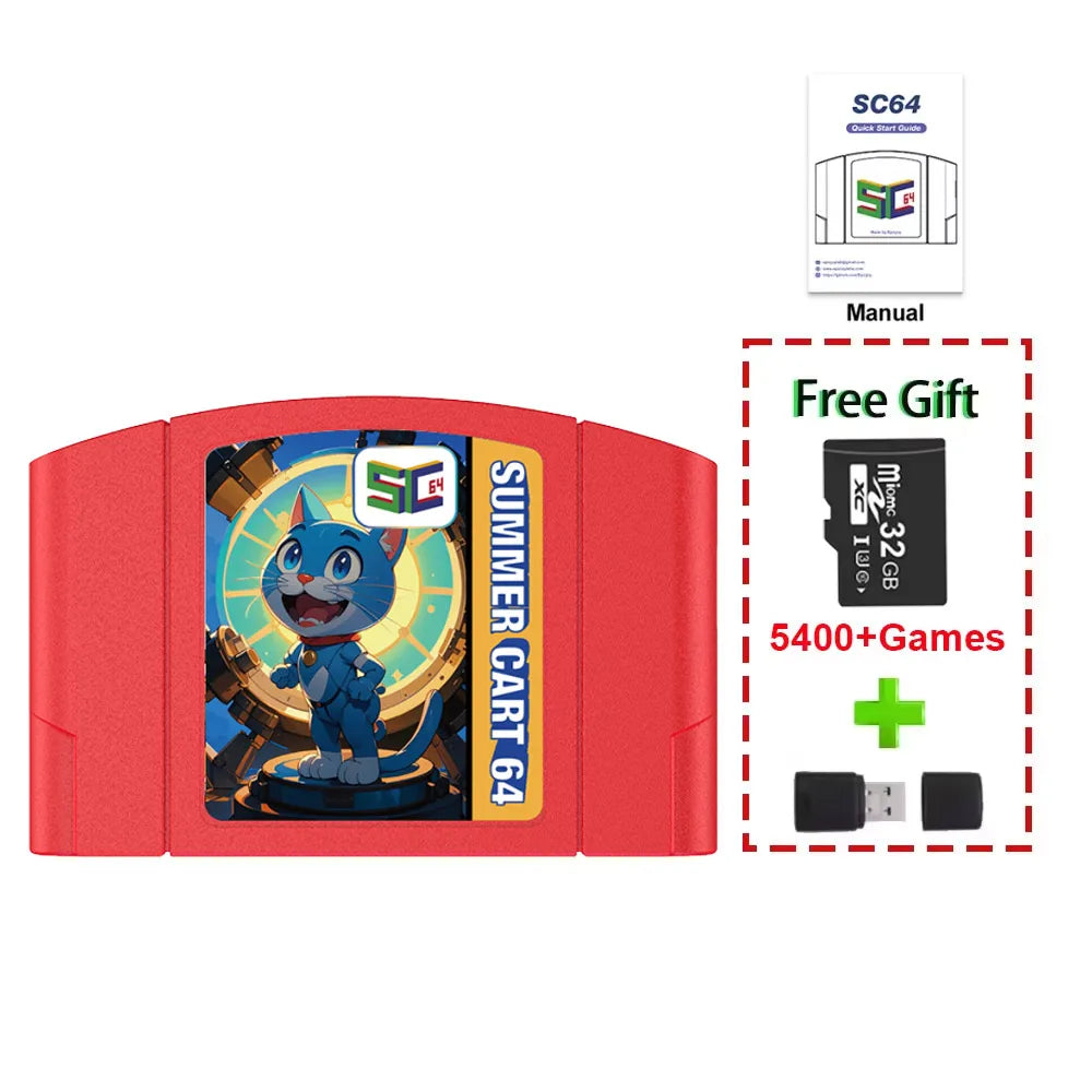 5400-in-1 N64 Game Cartridge with 32GB TF Card - No Region Restrictions for Nintendo 64 Retro Gaming