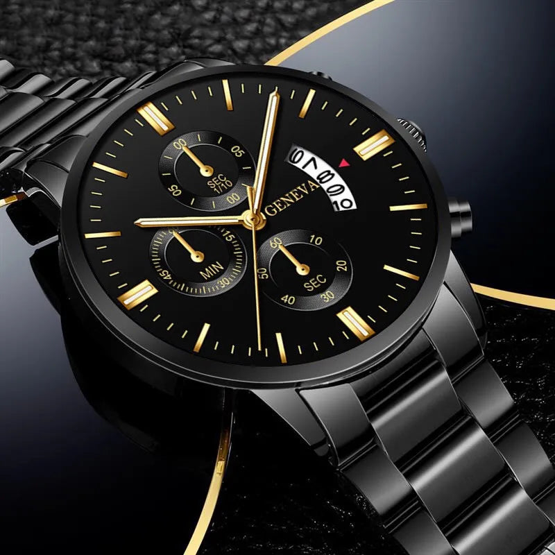 Luxury Men's Calendar Quartz Watch - Stylish Stainless Steel Business Timepiece for Confident Men