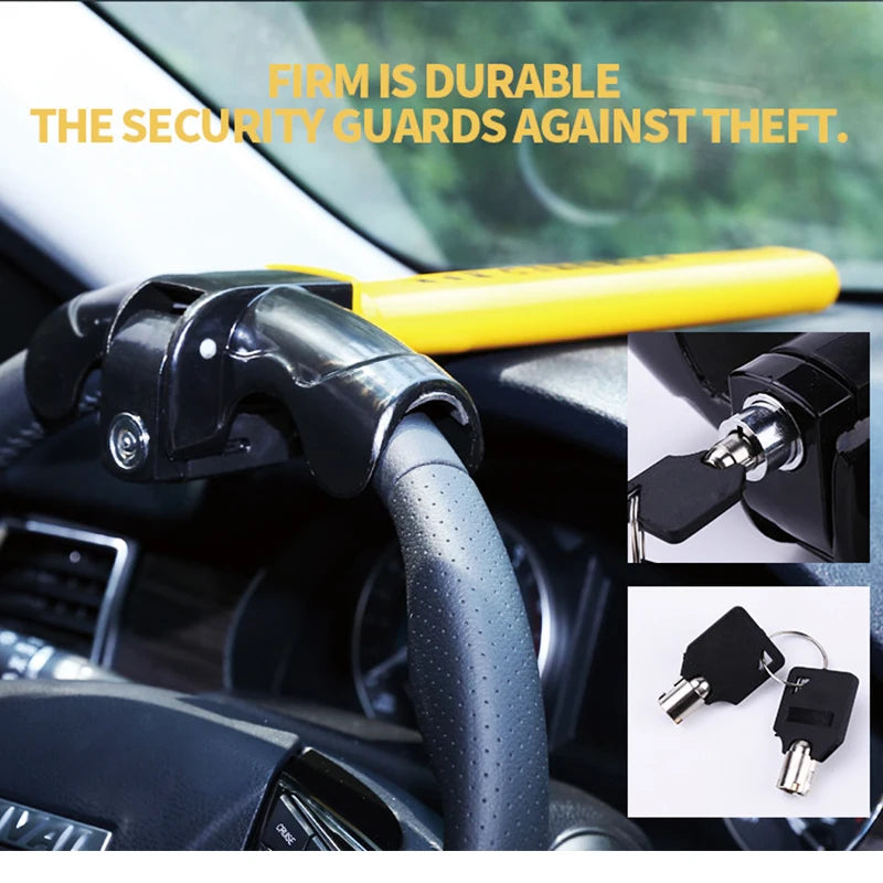 Car Steering Wheel Lock - Heavy Duty Stainless Anti-Theft Security for Cars and Vans