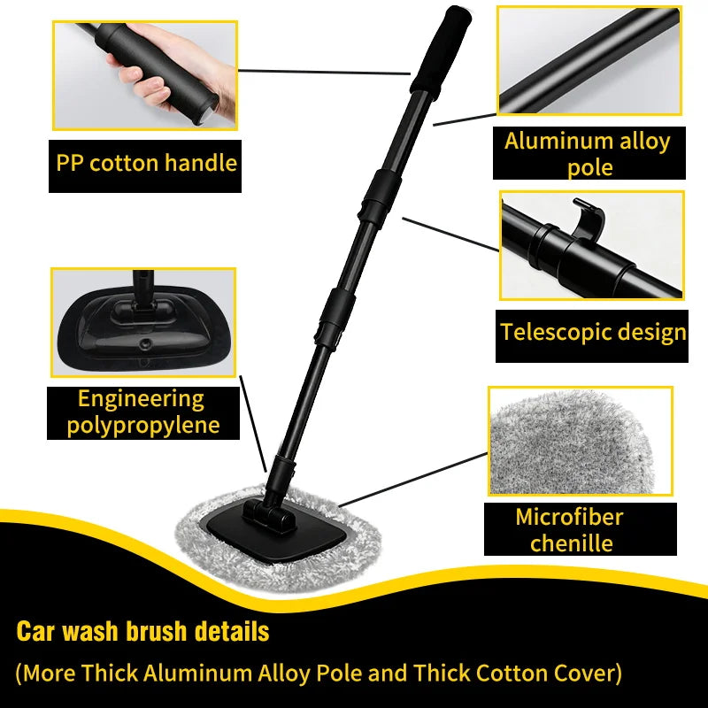 New Telescoping Car Wash Mop with Retractable Long Handle and Bent Bar – Ultimate Cleaning Tool for Car Enthusiasts