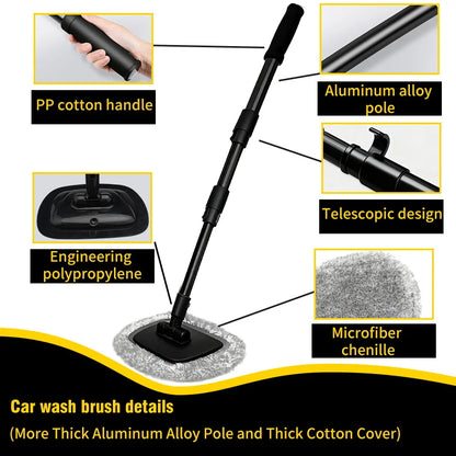 New Telescoping Car Wash Mop with Retractable Long Handle and Bent Bar – Ultimate Cleaning Tool for Car Enthusiasts