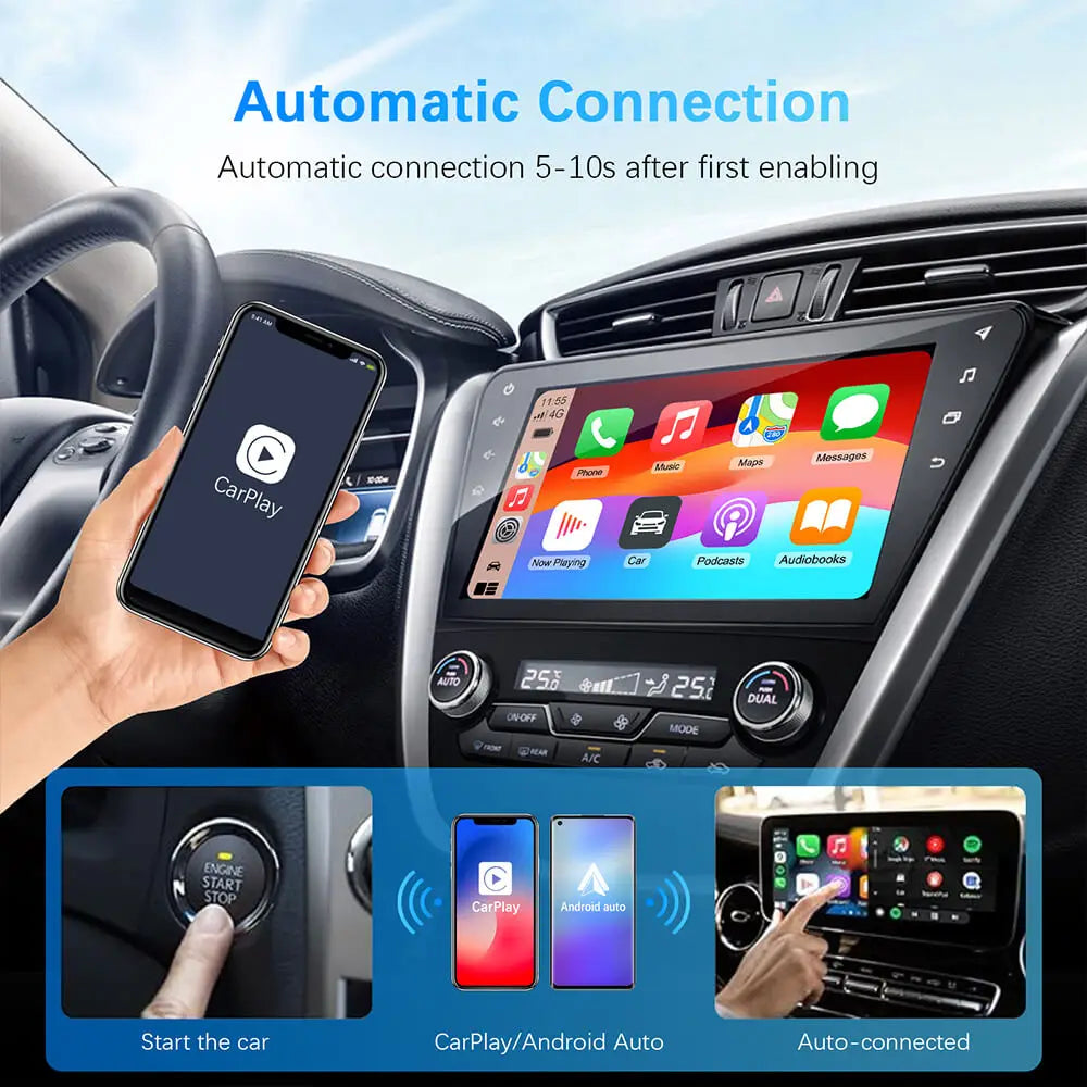 2-in-1 CarPlay & Android Auto Adapter for OEM Car Stereos - Wired & Wireless USB Plug and Play
