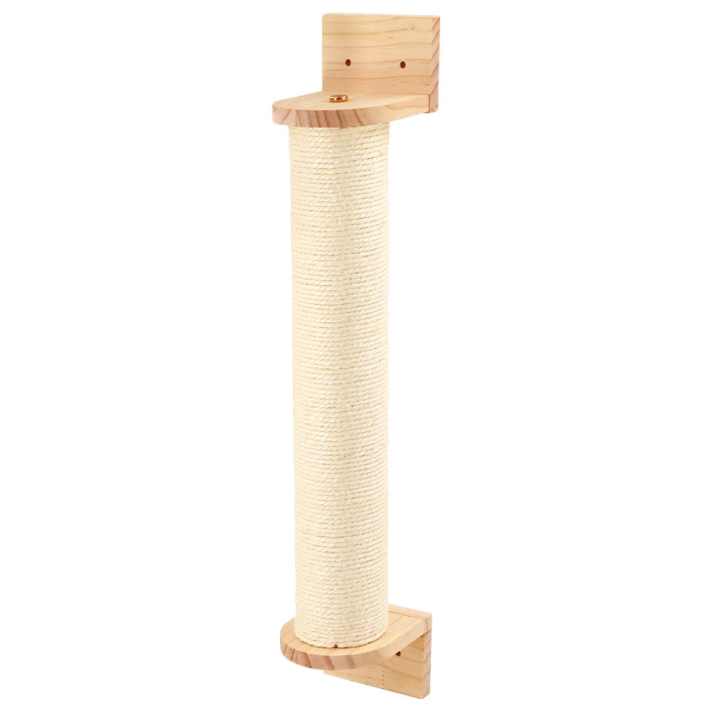 Wall-Mounted Cat Tree with Scratching Post, Jumping Platform, and Hammock for Cats