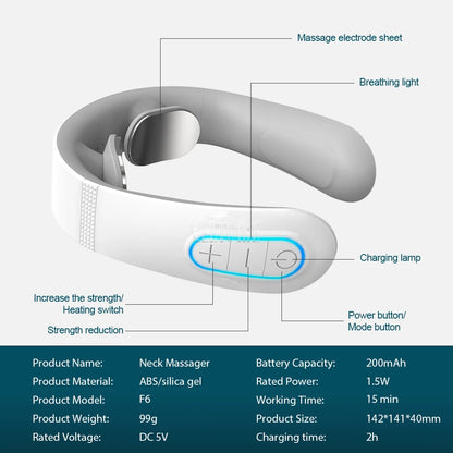 Pulse Neck Massager for Cervical Pain Relief – Smart Electric EMS TENS Therapy for Muscle Relaxation and Kneading
