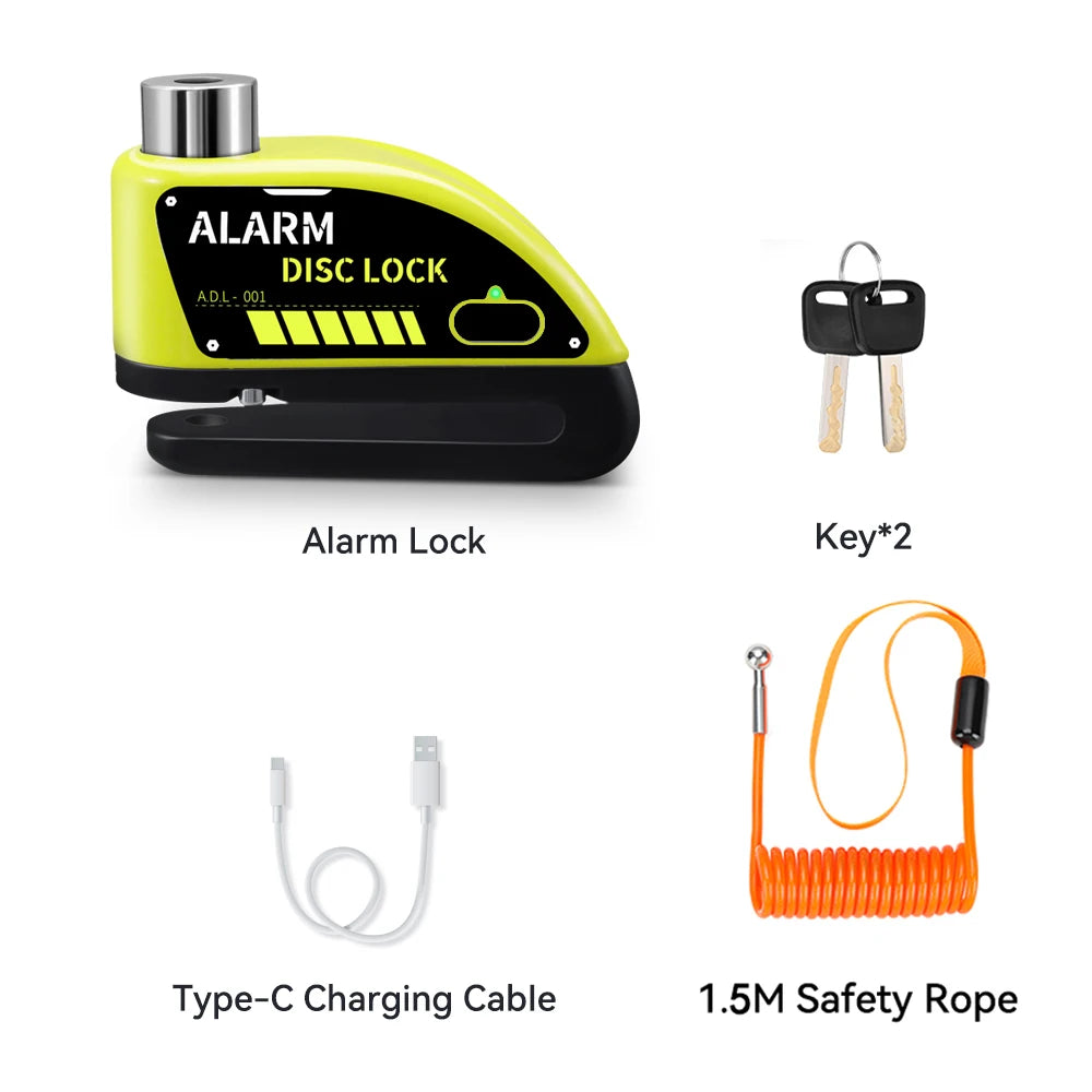 Extractme Motorcycle Alarm Disc Brake Lock - 120dB Anti-Theft Security for Bikes, Scooters & Motorcycles