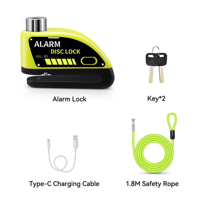Extractme Motorcycle Alarm Disc Brake Lock - 120dB Anti-Theft Security for Bikes, Scooters & Motorcycles