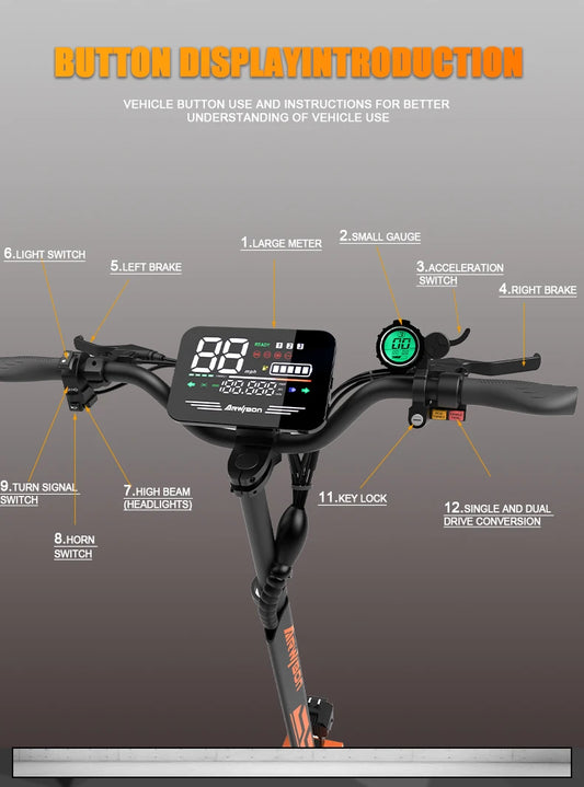 Arwibon GT08 Folding Electric Scooter for Adults, 5600W Motor, 46MPH, 60V27AH, 11" Off-Road Tires, Sport & Commuter