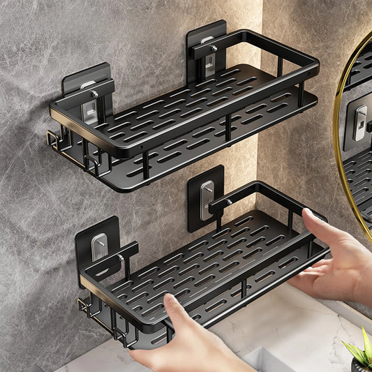Wall-Mounted Aluminum Bathroom Shelf for Shampoo & Toiletries – No Drill Corner Rack for Showers & Kitchens
