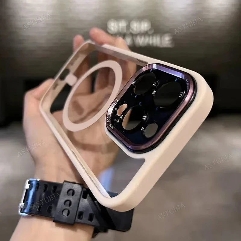 Luxury Magnetic Metal Bumper Case for iPhone 11-17 Pro Max Plus | Wireless Charging Compatible, Hard Protection Cover